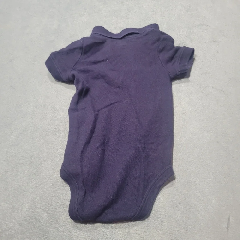 OshKosh‎ B'gosh Polo Bodysuit Kids 18M Navy Blue Solid Short Sleeve Pique Cotton
